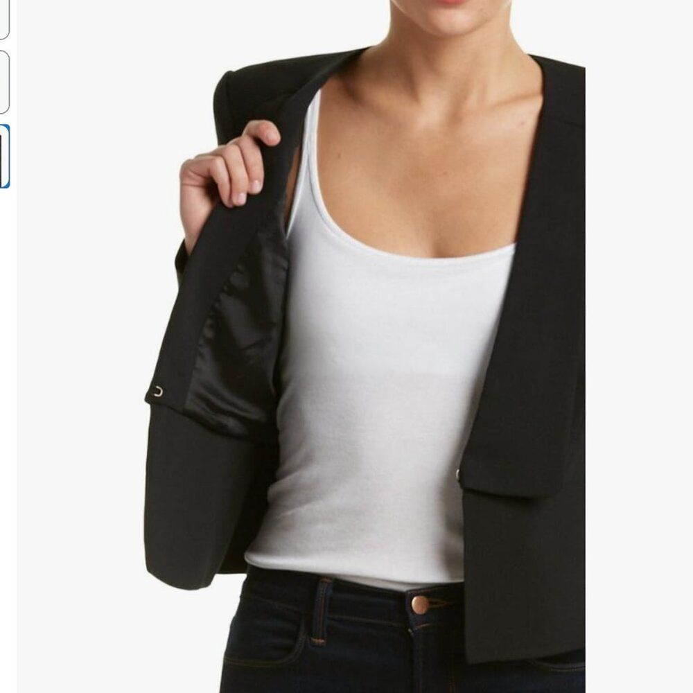 NWT BCBG Max Azria Black Penn Blazer Jacket Sz S Peplum Crop Feminine Luxury - Picture 2 of 10